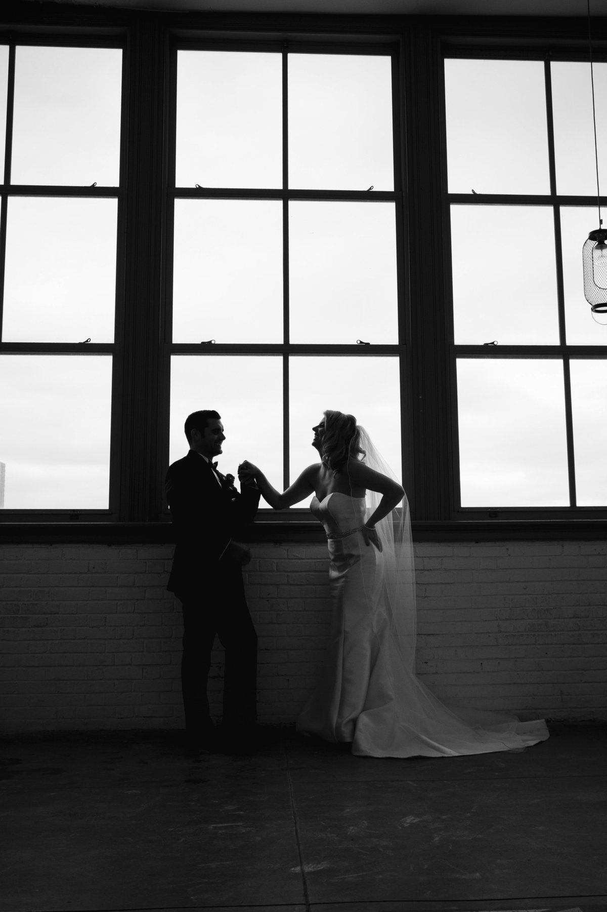 bride and groom in convention hall in asbury park wedding