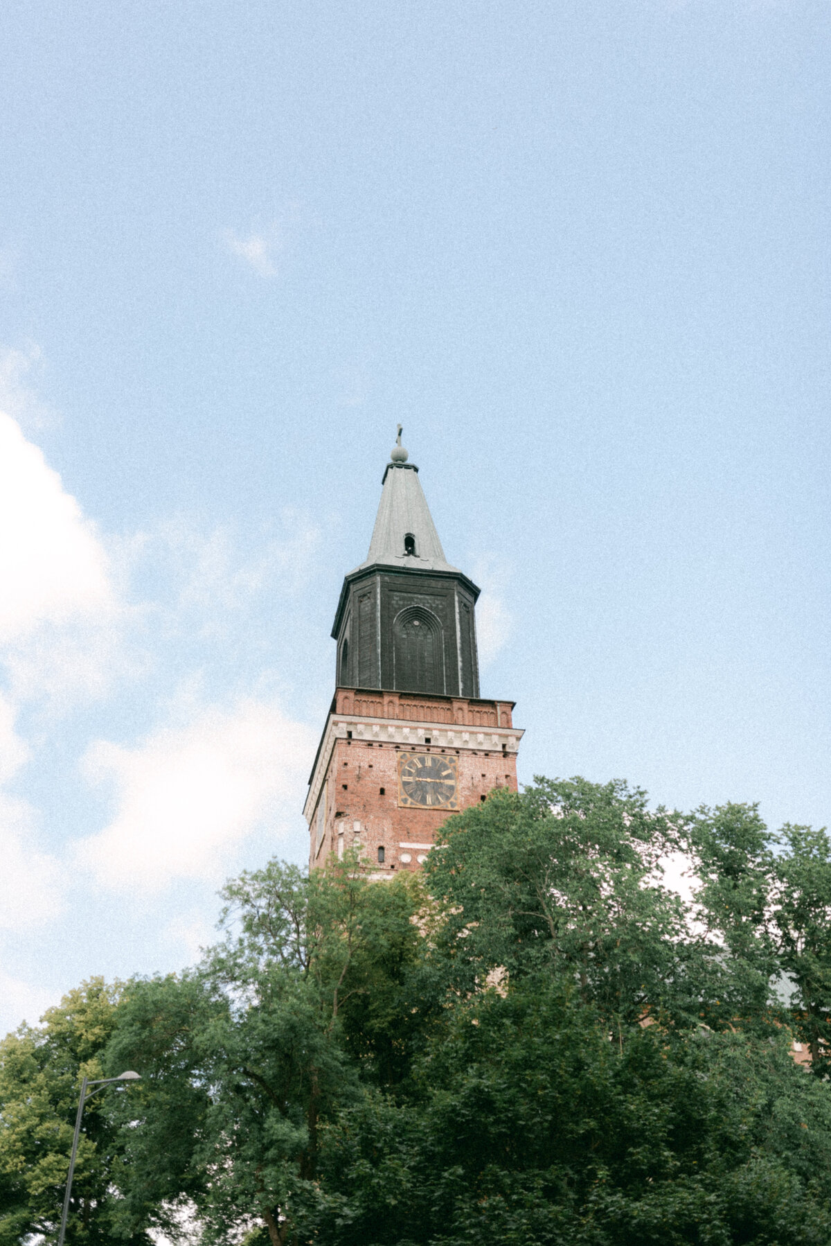 Clock towed of Turku cathedral in summer