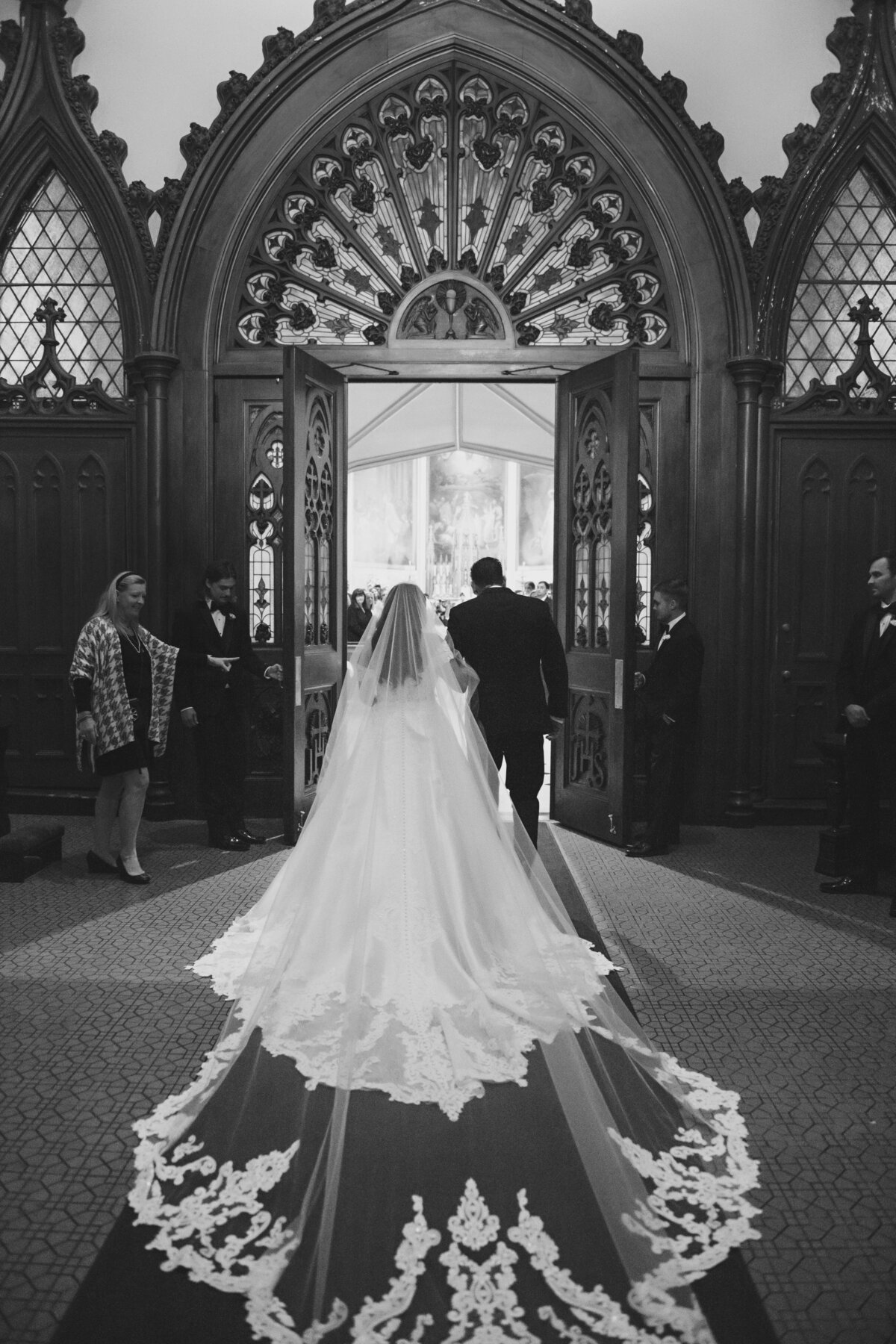 bride entering St. Patrick's Catholic Church