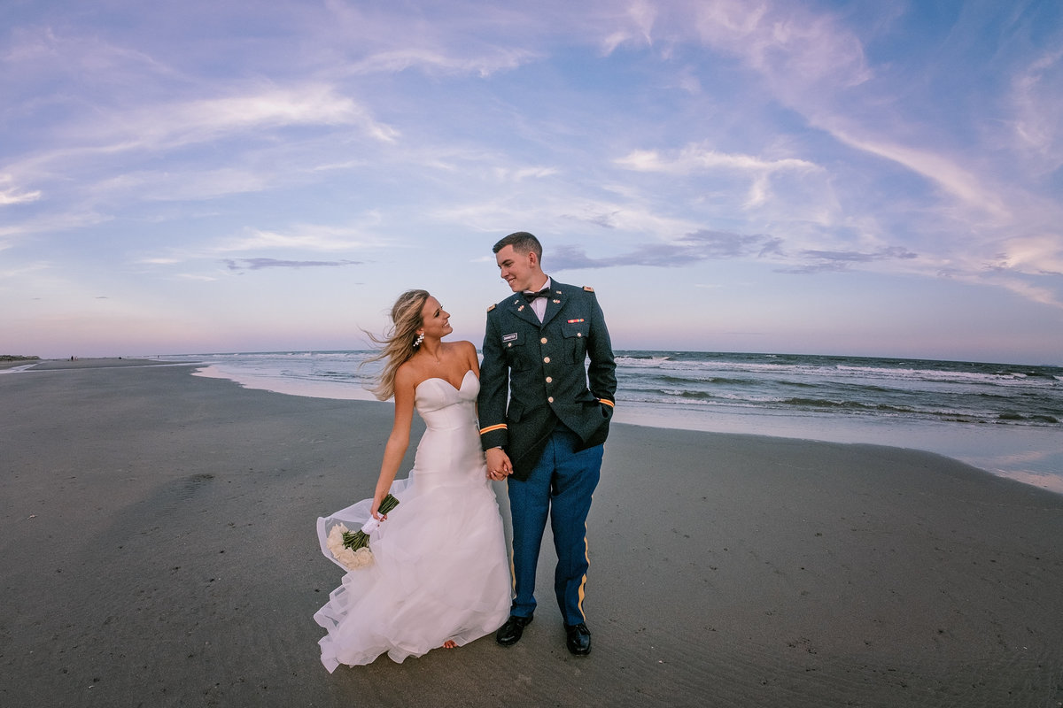 Military wedding on the beach in isle of palms, south carolina