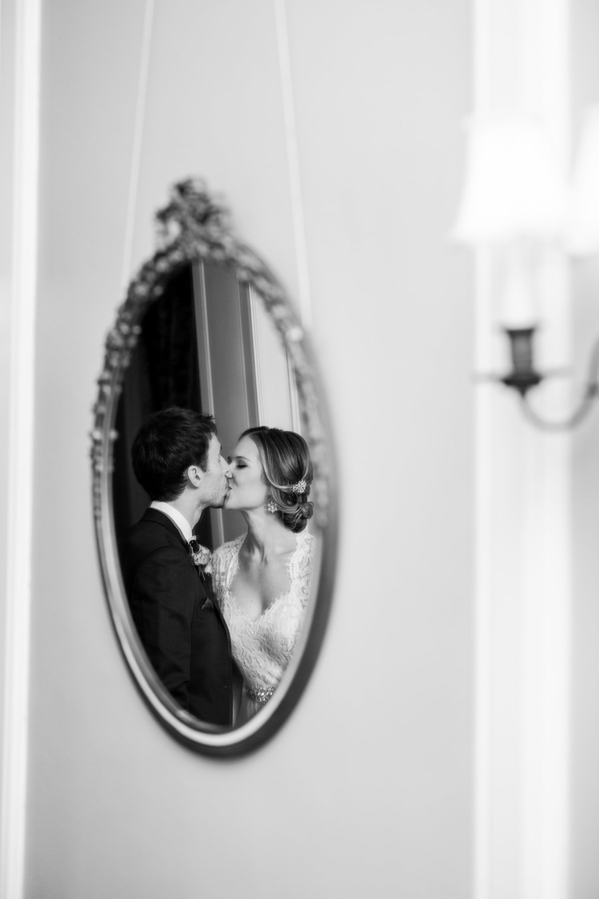 TFWC mansion wedding photographer bride groom kissing mirror 2312 San Gabriel St, Austin, TX 78705