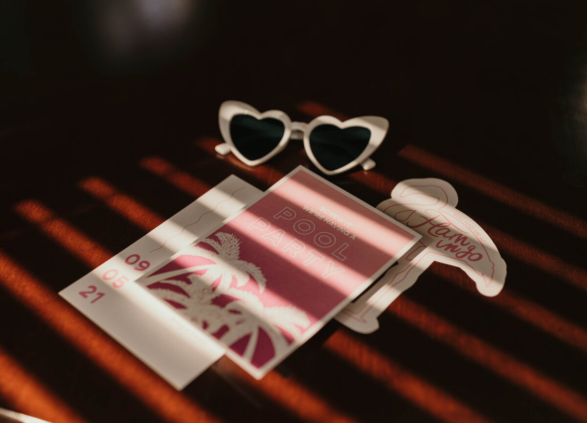 stationery for wedding, shadows pink