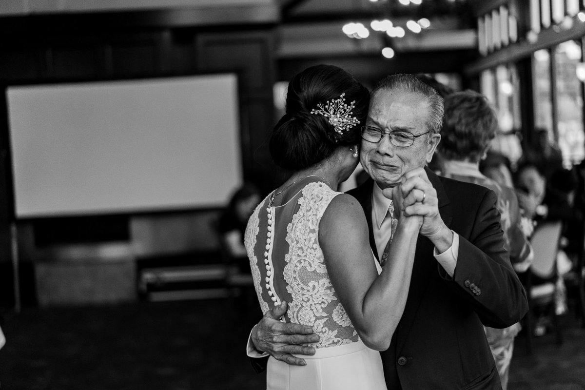 Father and daughter dance at Brides Restaurant for this Vancouver wedding