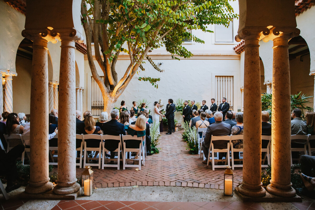 wedding ceremony in the garden at the museum of fine arts in st pete florida