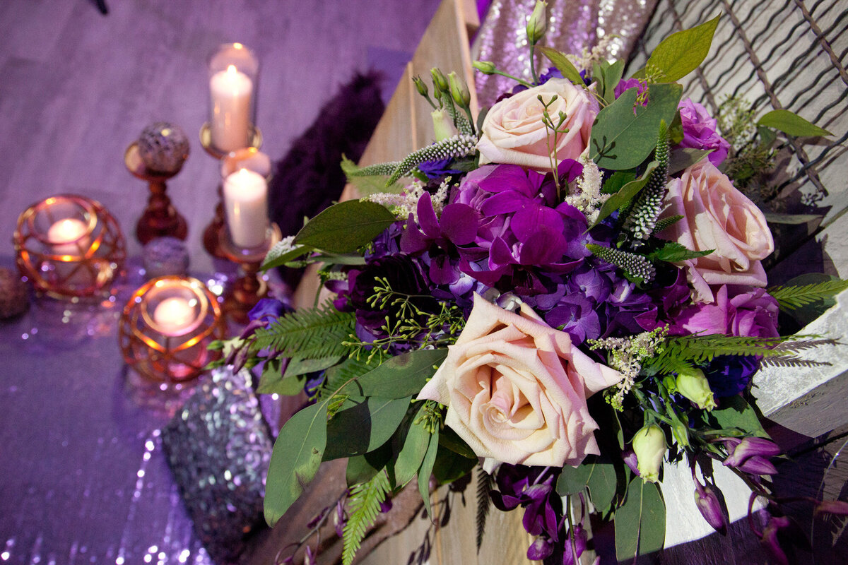 elegant purple themed floral bouquet