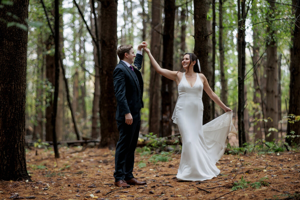 wedding couple dance woods