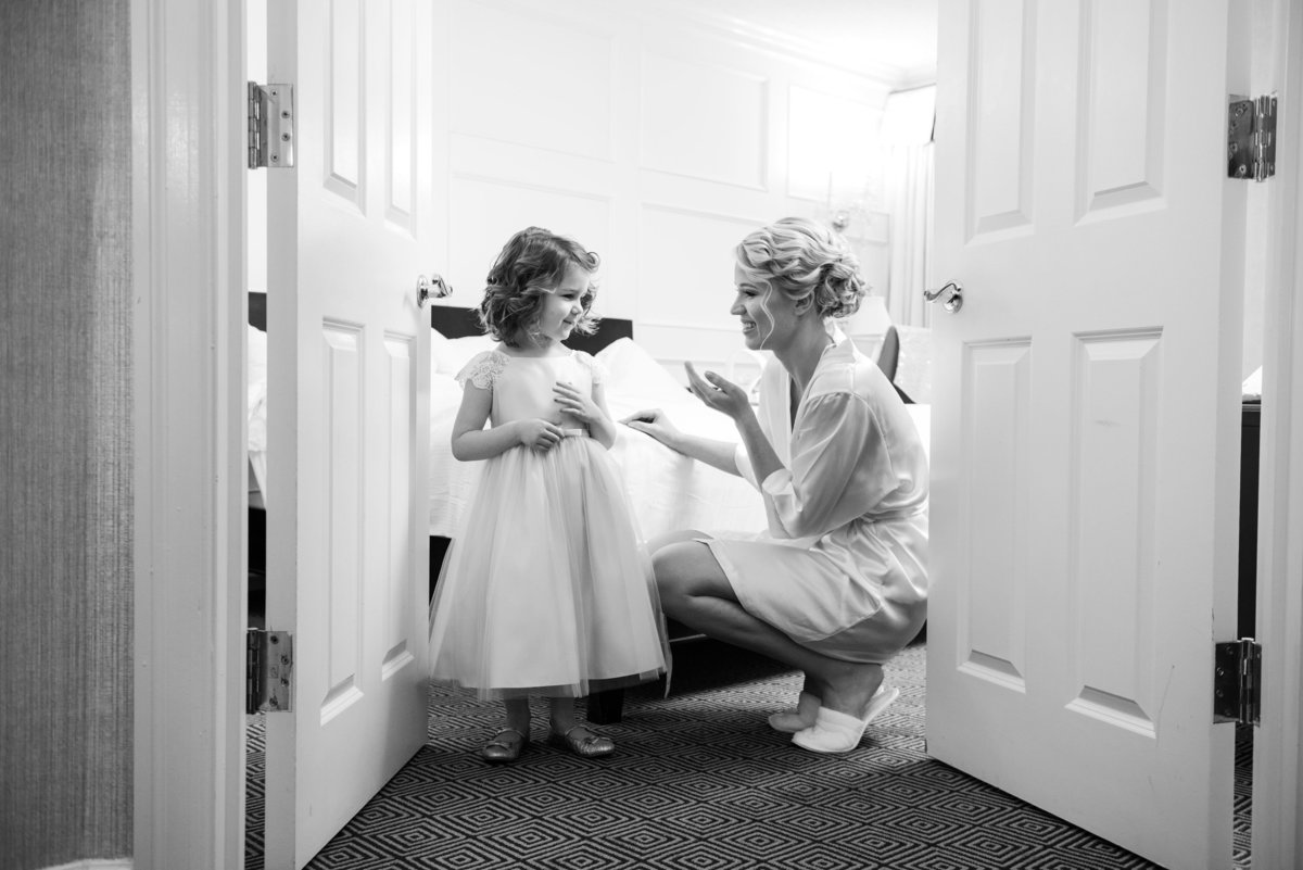 Bride and flower girl at The Inn at Fox Hollow