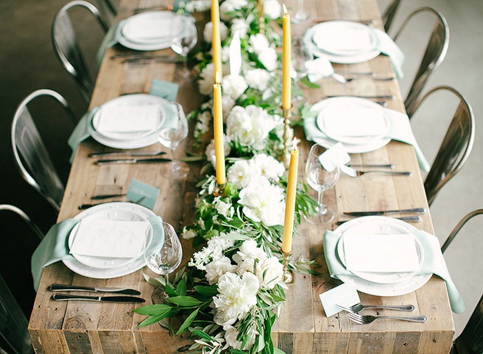 white floral table garland