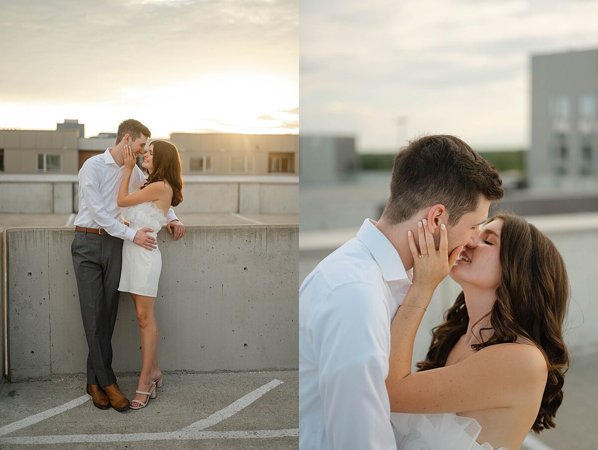 Romantic engagement session in a parking garage in Central Ohio