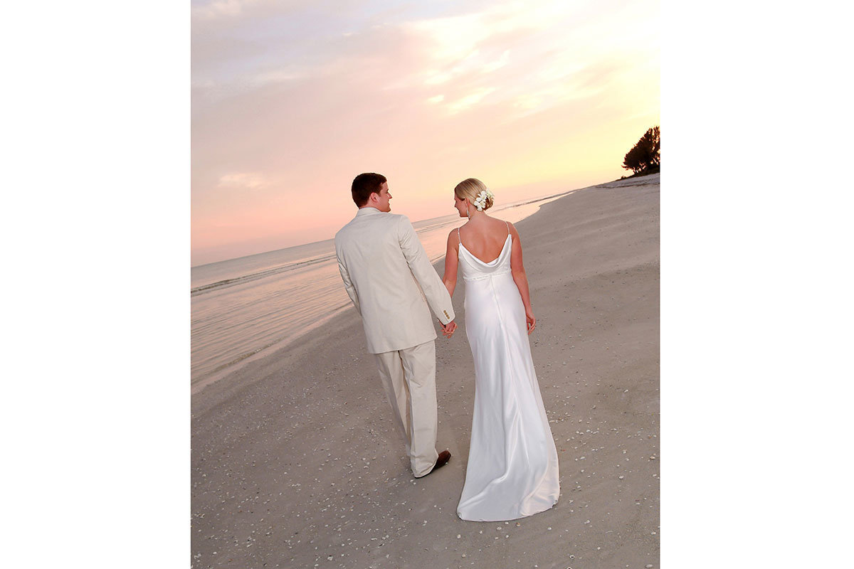 sundial wedding sunset on beach
