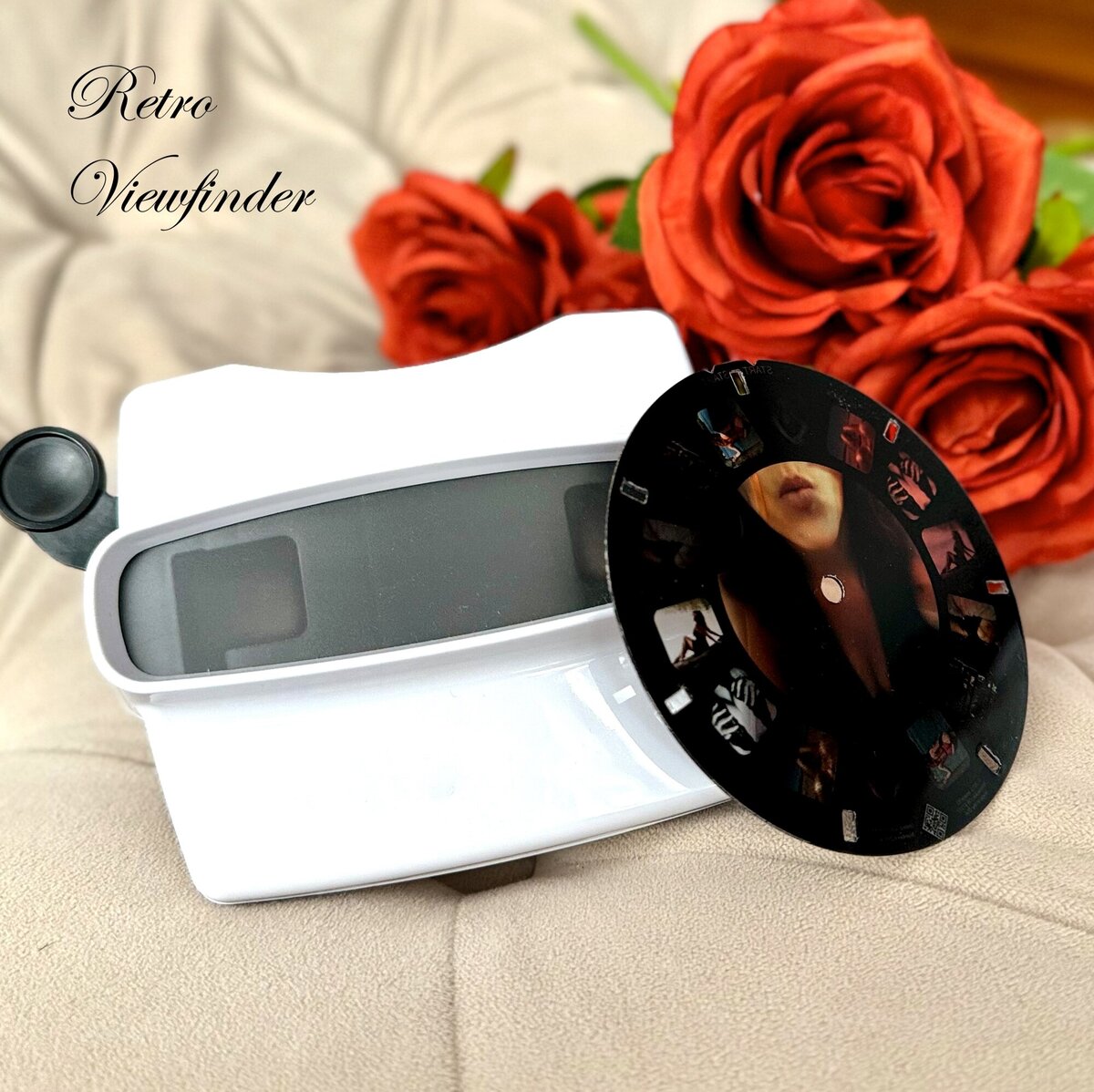 white retro viewfinder of boudoir images