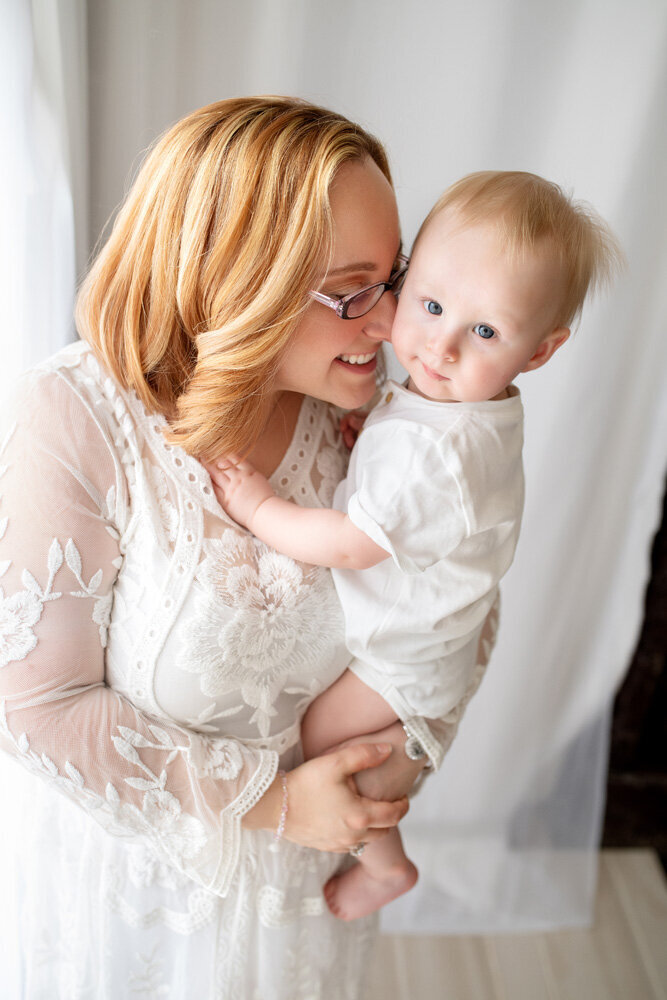 Family session of little boy and his mother