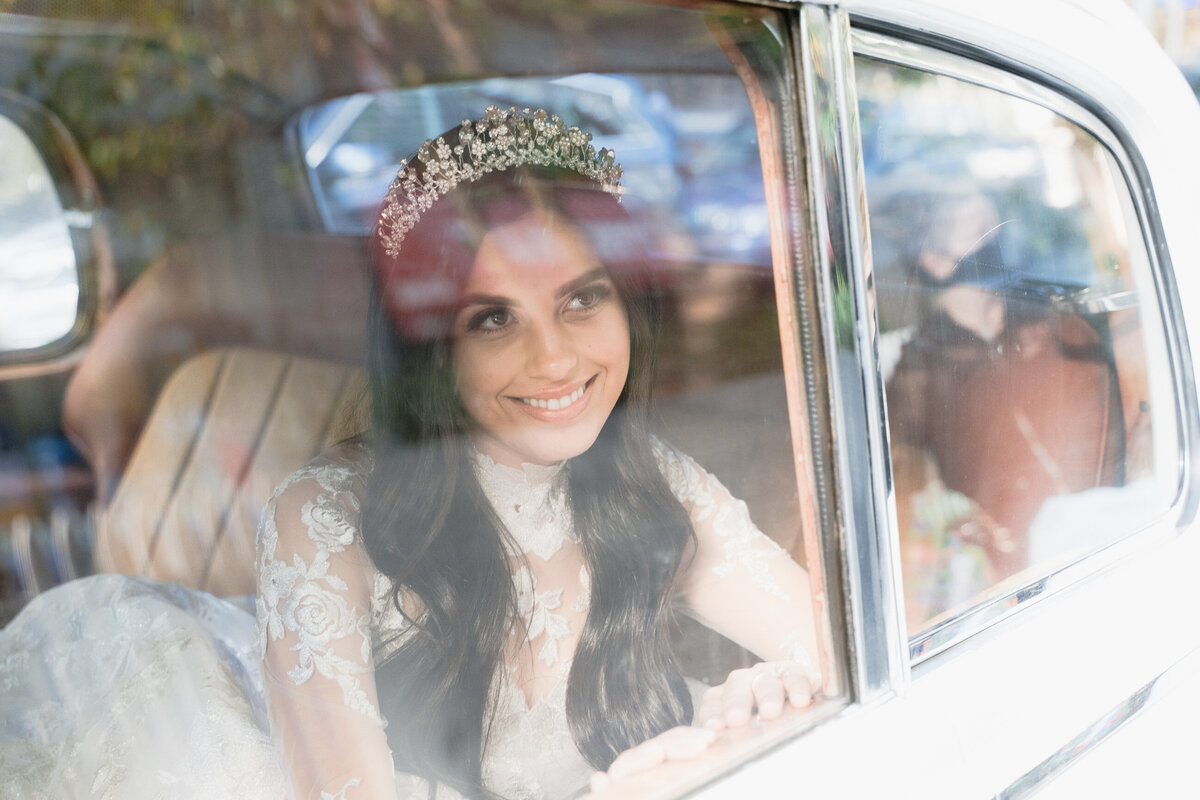 bride in a limo
