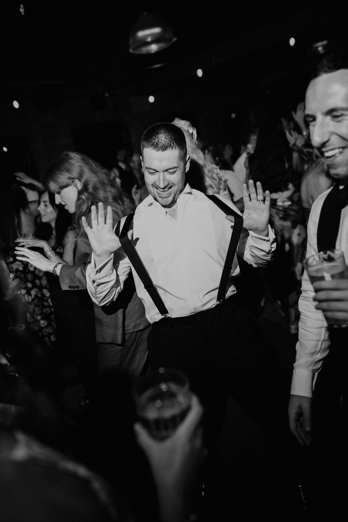 Wedding guests dance at The Stables in Manchester.