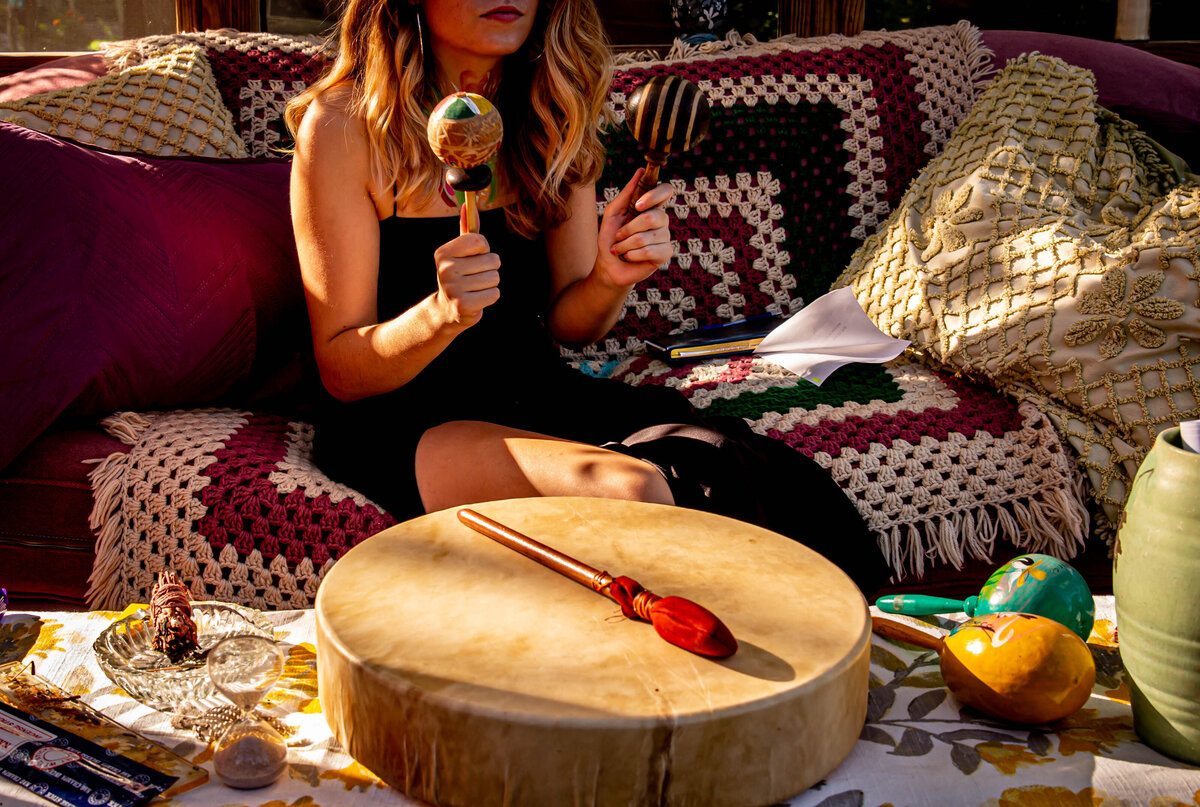 goddess women event drumming rattle sacred space air element altar