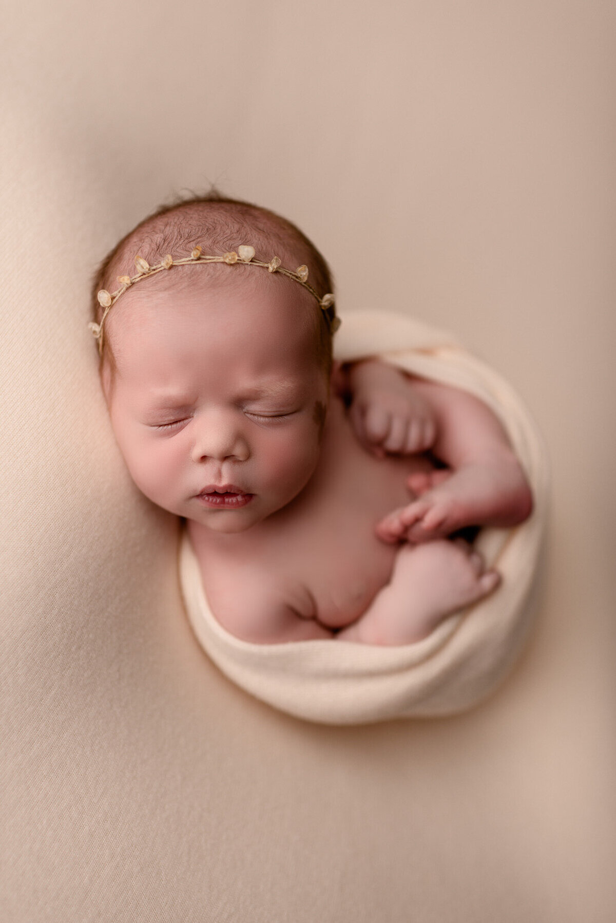 Brighton Newborn Photography wrapped with shoulders out by For The Love Of Photography