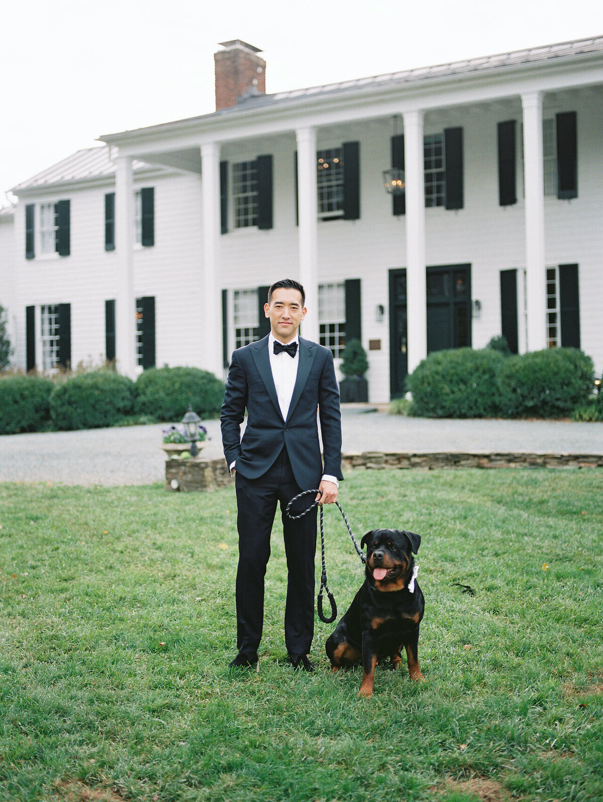 Groom Portraits with Dog Robert Aveau for © Bonnie Sen Photography