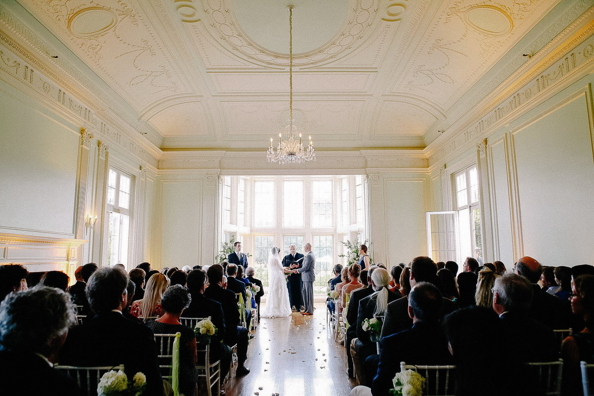 An indoor ceremony at the Kohl Mansion.
