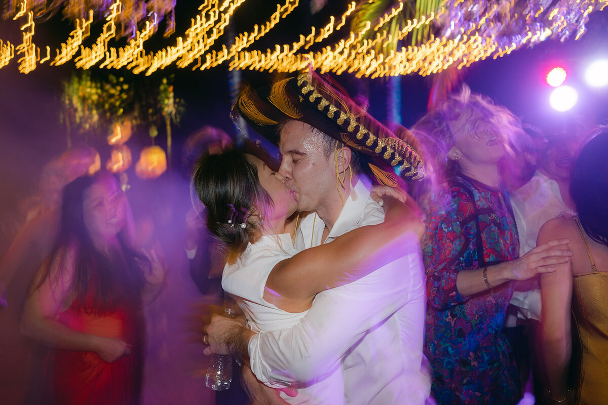 Dance party shot Waldorf Astoria Wedding Cabo Mexico