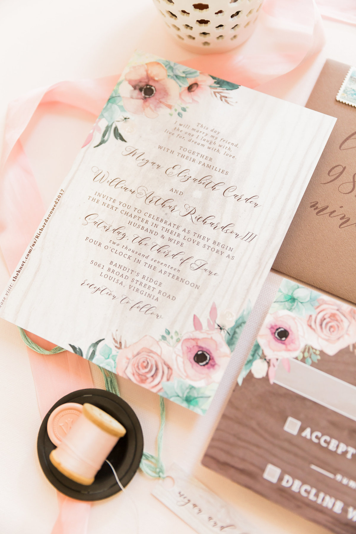 turquoise pink wedding invitation