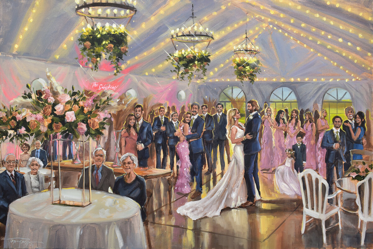 live wedding painting at Lafayette wedding reception