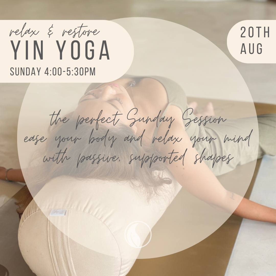 Sunday Relaxing Restorative Yin Yoga - 20th August YinSide Yoga classes Bingin August 2023 - yoga classes during Yin Yoga Teacher Training Bali