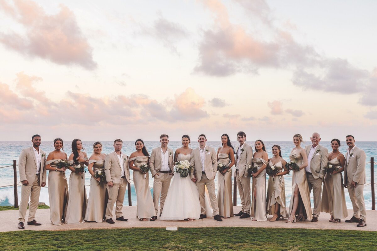 Bridal party portrait at Hyatt Ziva wedding in Cancun