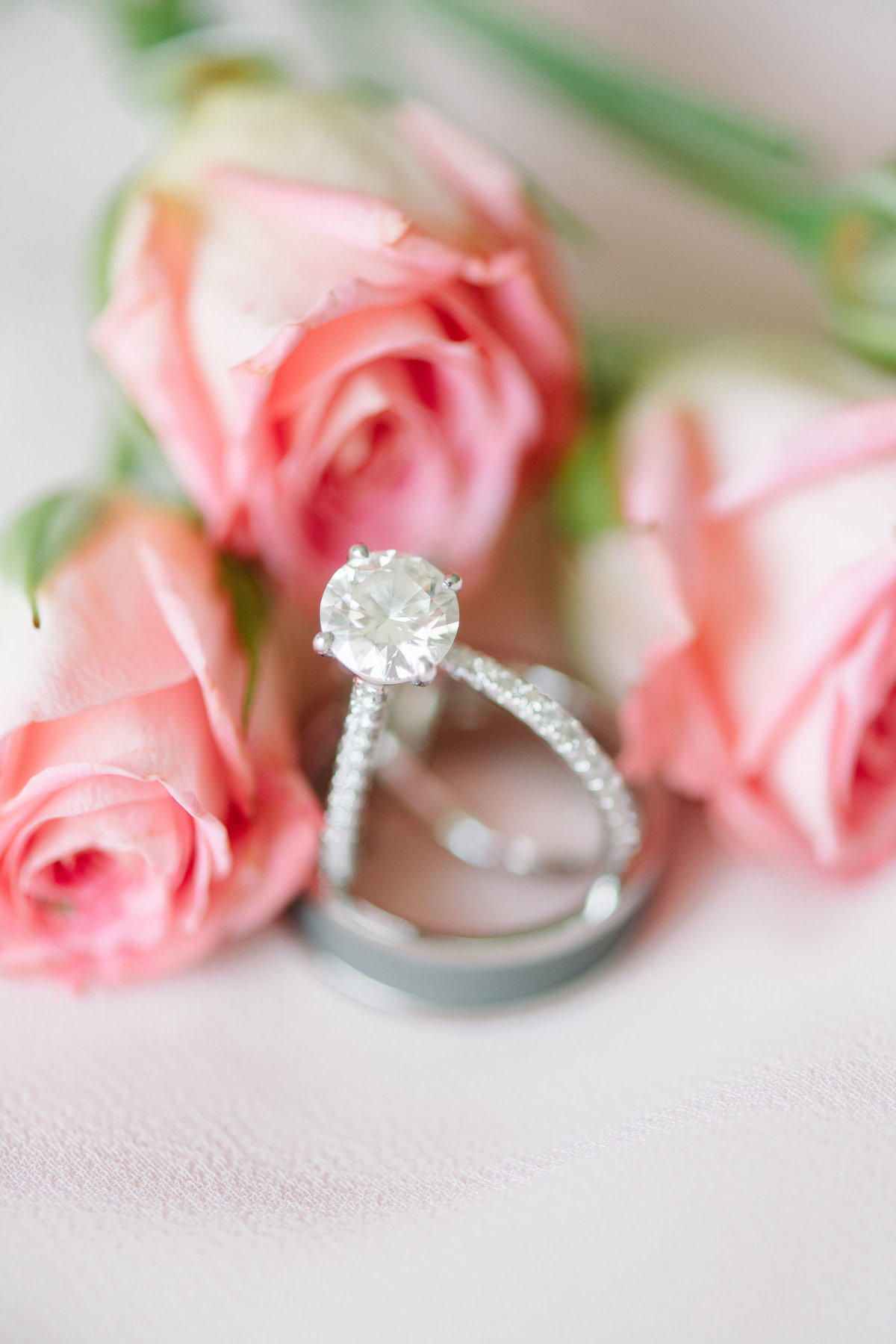 Classic Diamond Ring Pink Roses