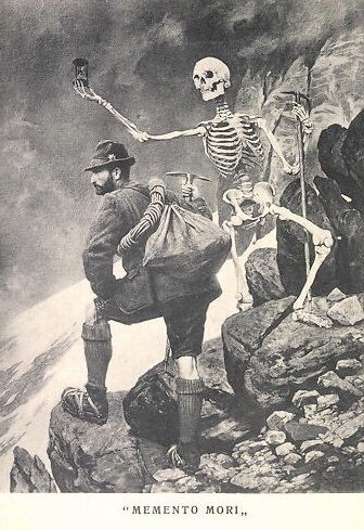 Alpine engraving of mountain death.