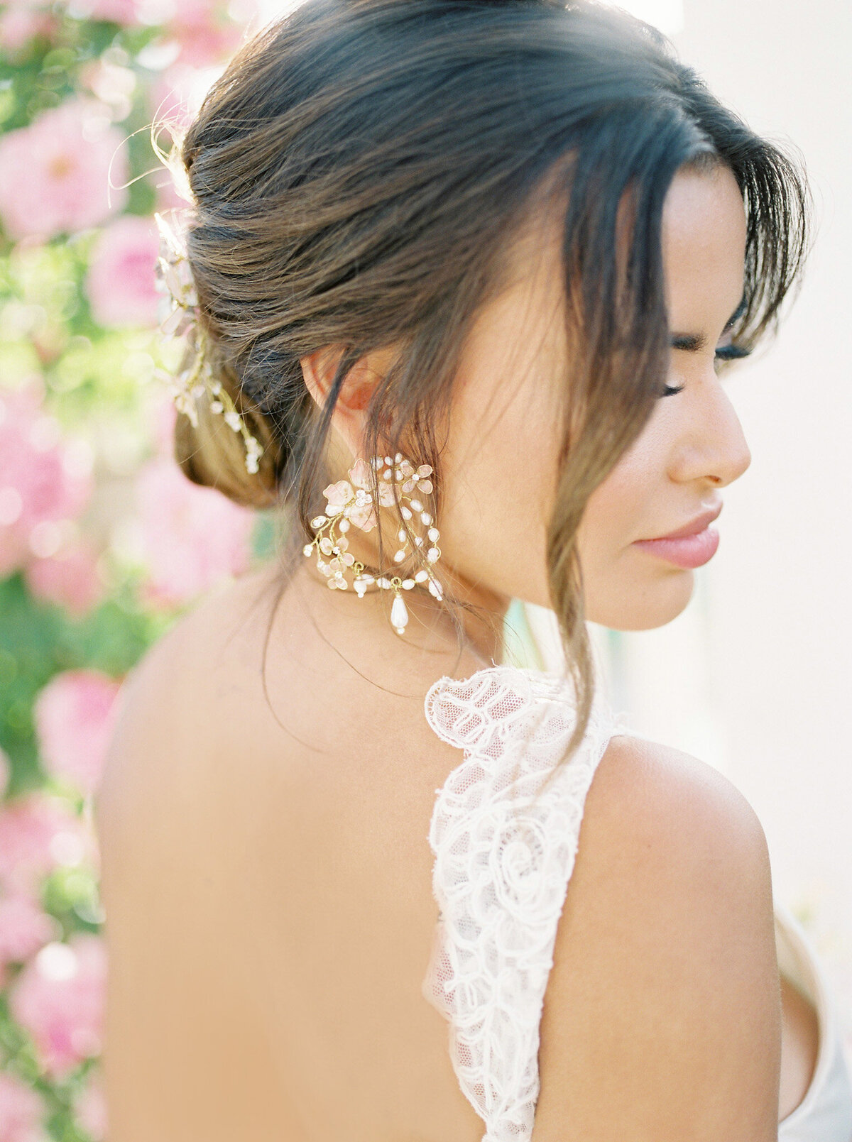 Edmonton bride with jewel hoop earrings