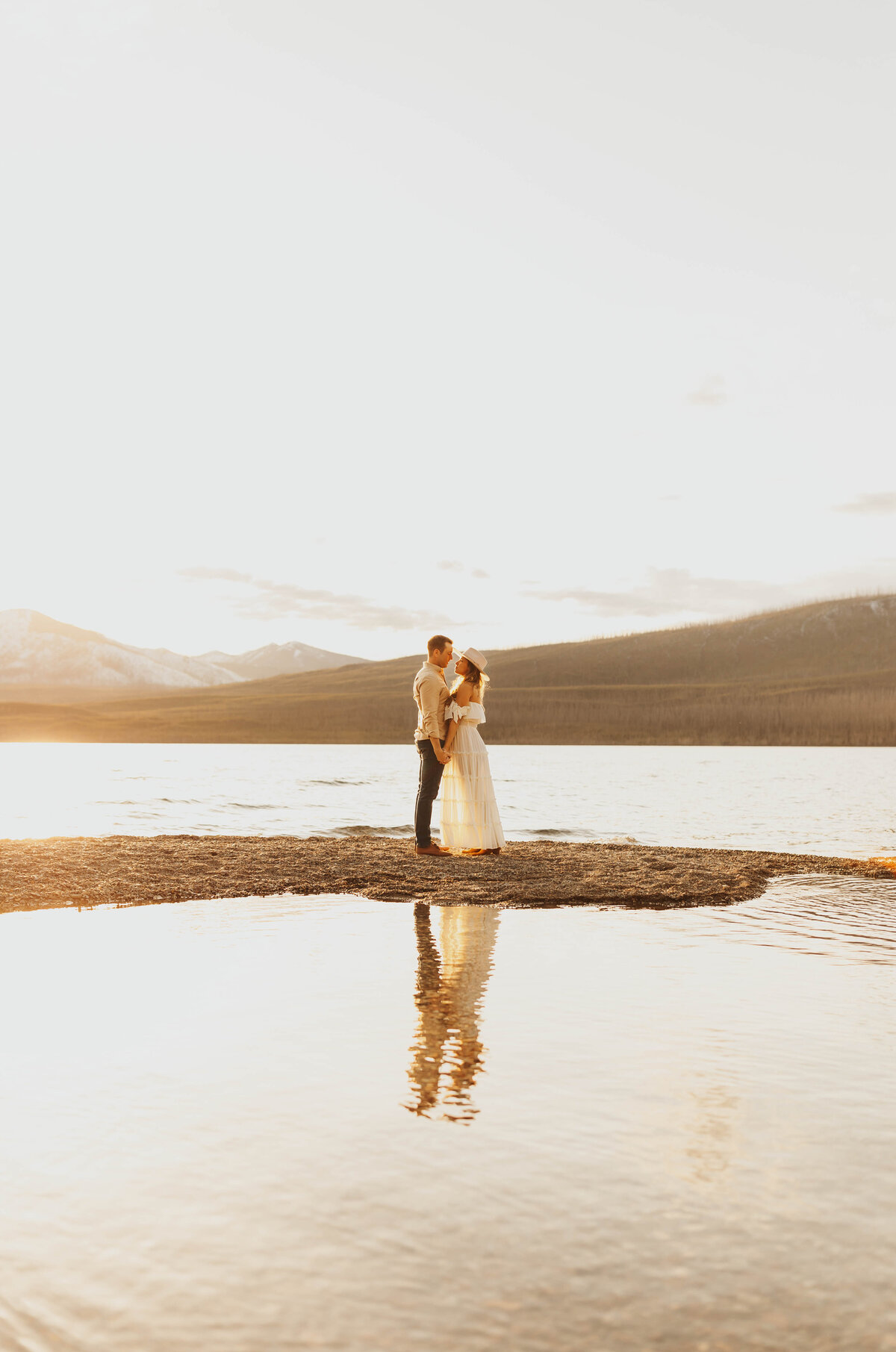 couple embracing in lake
