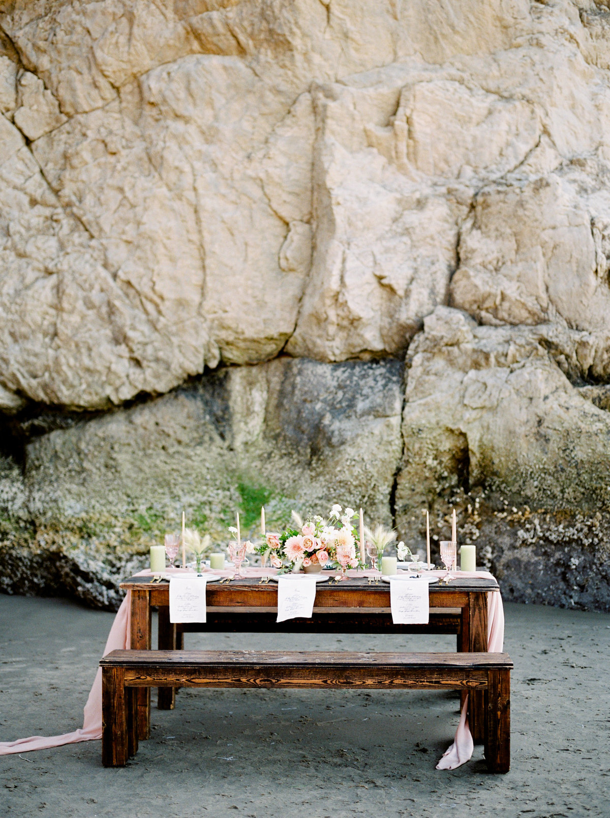 cannon beach table scape pink