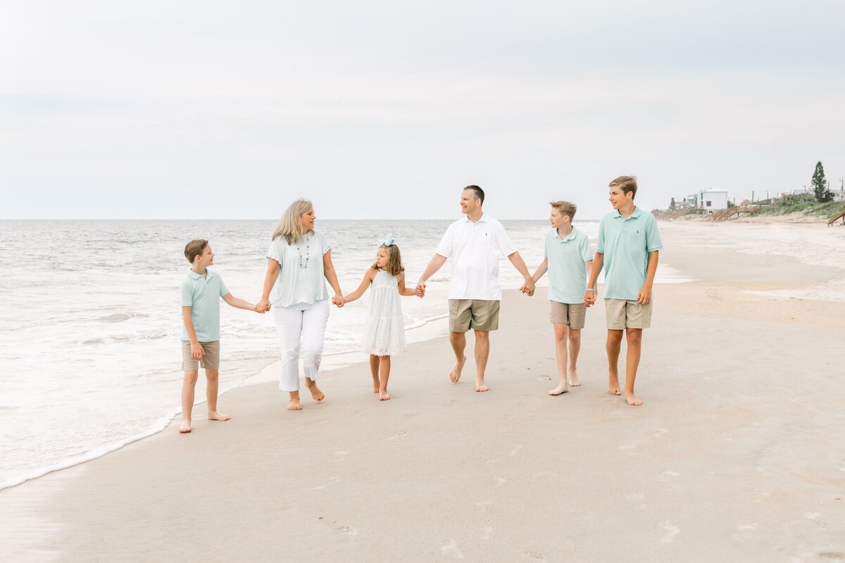Extended family walks down new Smyrna Beach