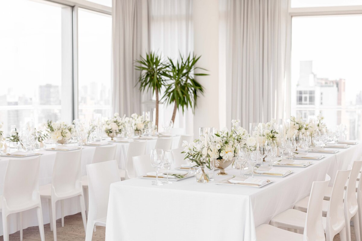 Modern White NYC Wedding Reception Setup TTWD