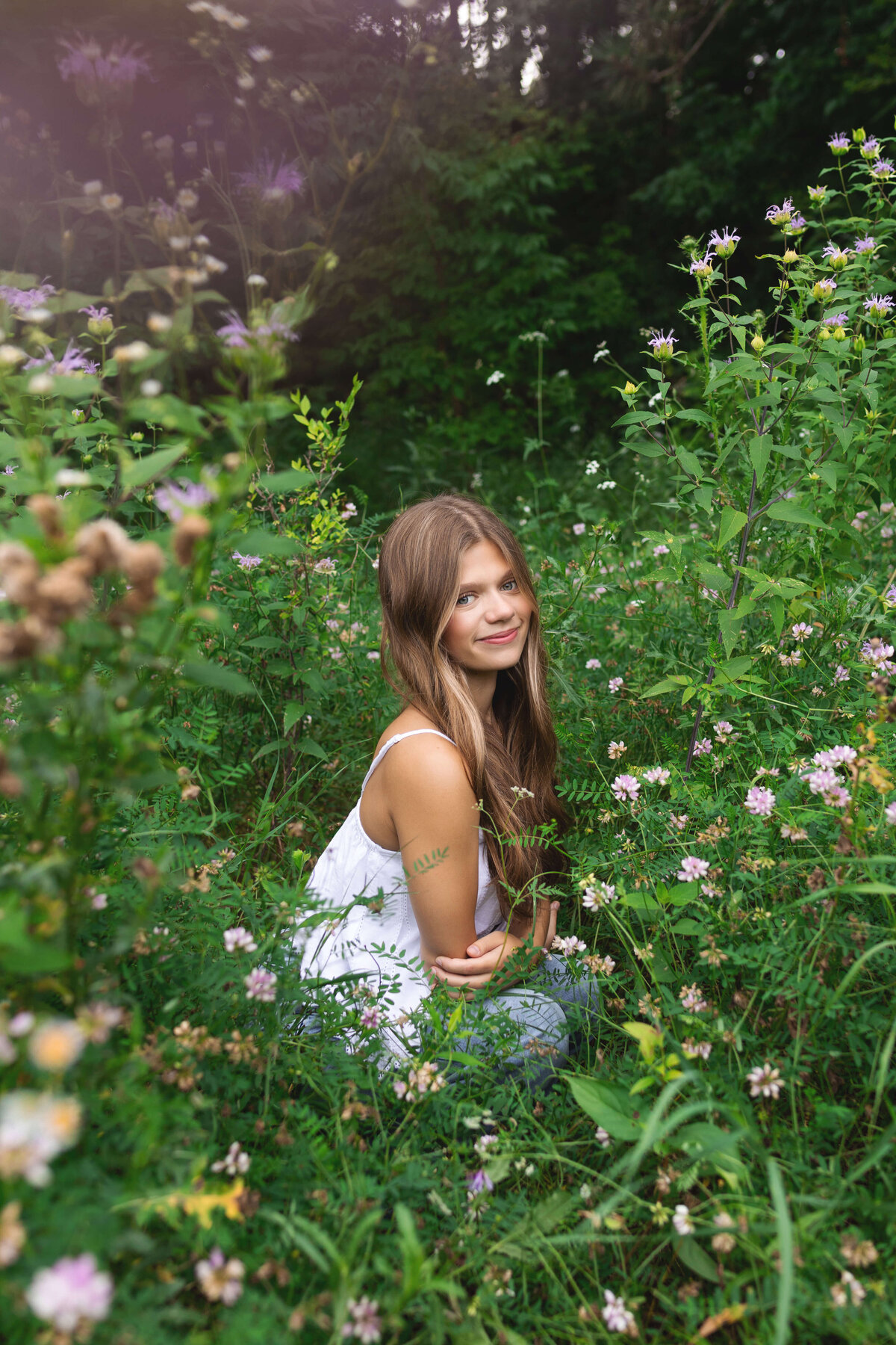girl in flower field