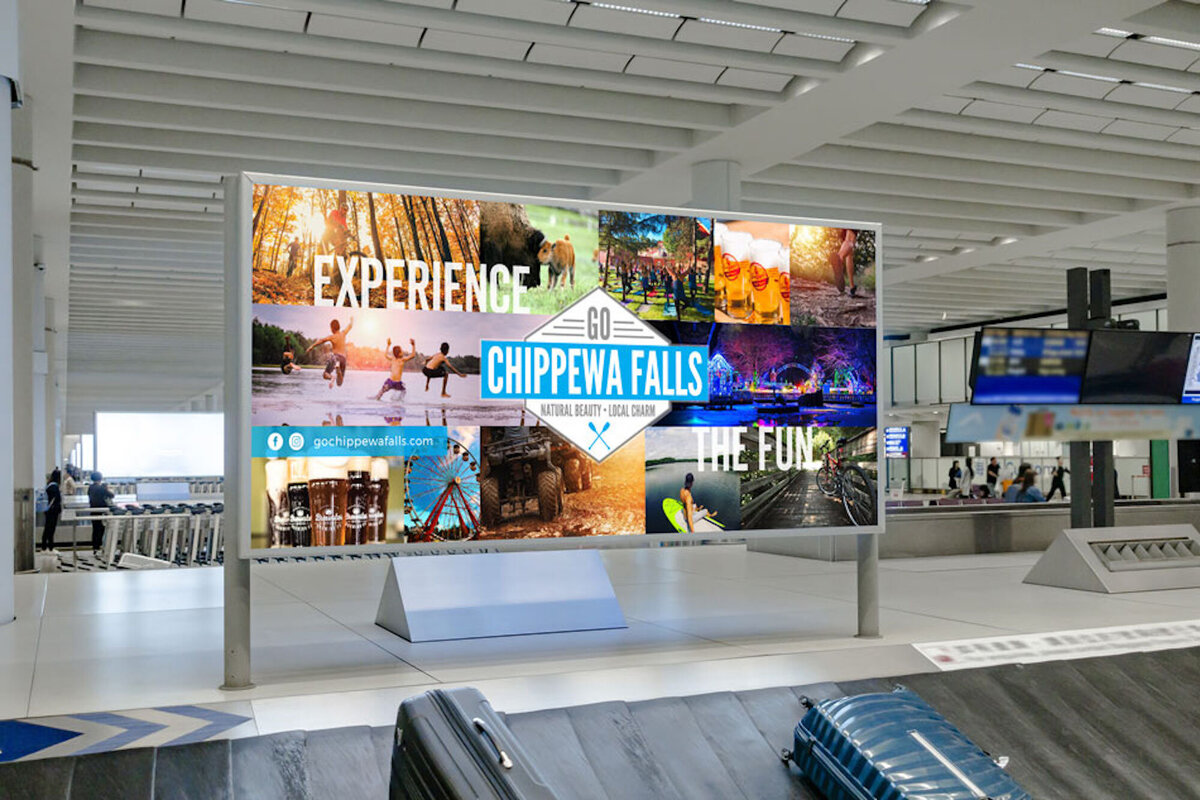 Airport billboard ad for Chippewa Falls