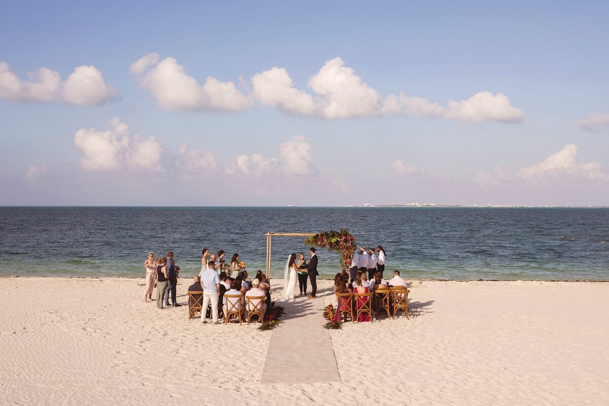 Wedding ceremony on beach at Finest Playa Mujeres Cancun