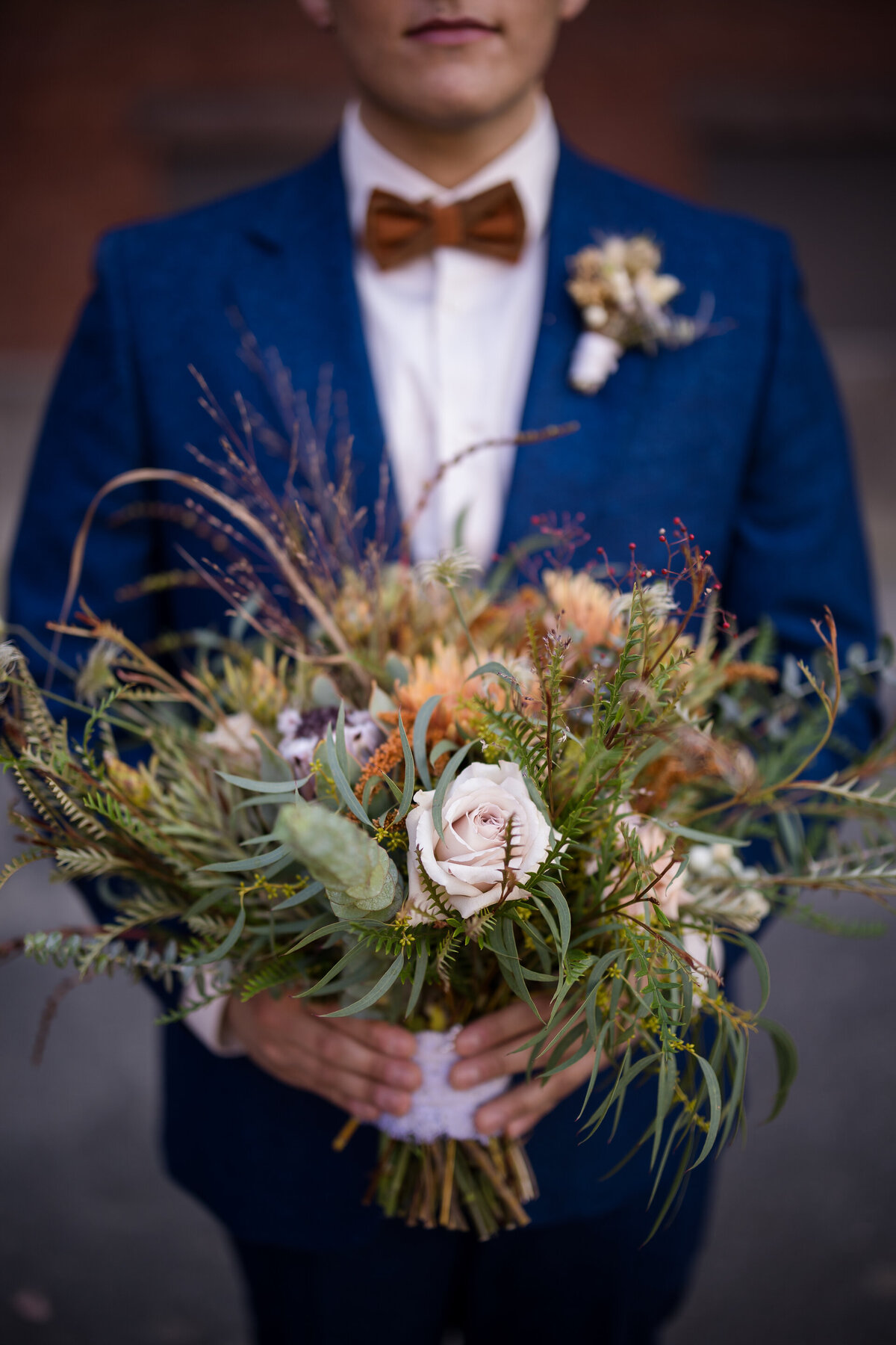 Gay Groom Holding Wedding Bouquet 1