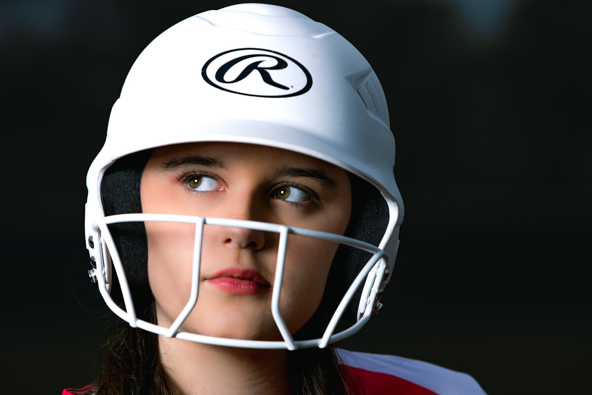 Softball senior wearing helmet Lansing Michigan