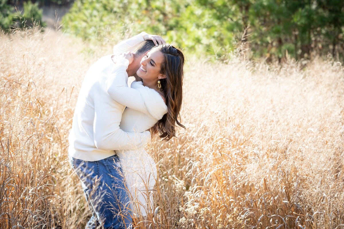 engaged-couple-romantic-candid-fields-nj