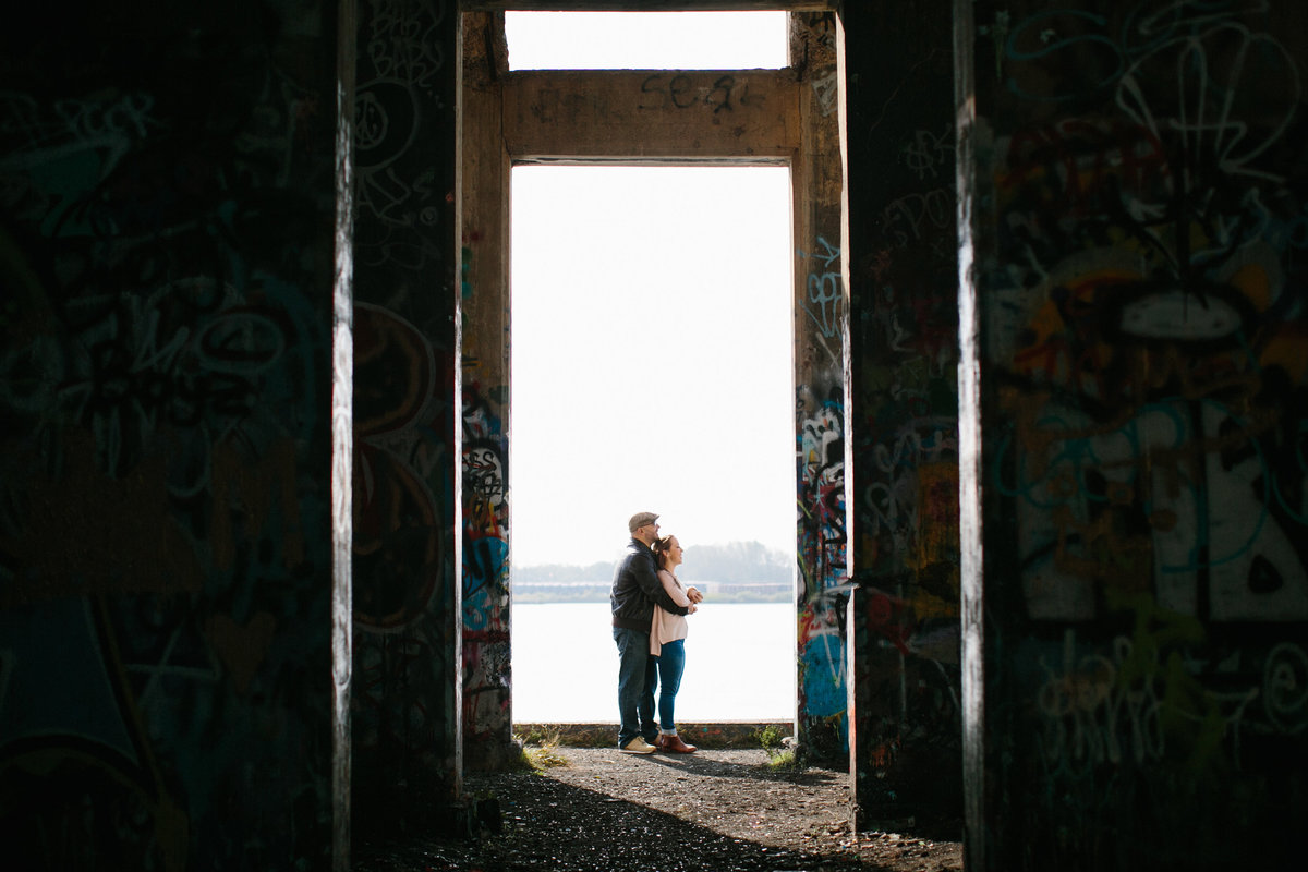 Graffiti Pier Philadelphia engagement session, photographed by Sweetwater.