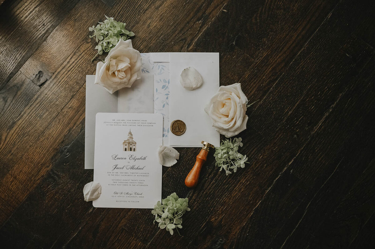 peach and green wedding invitations