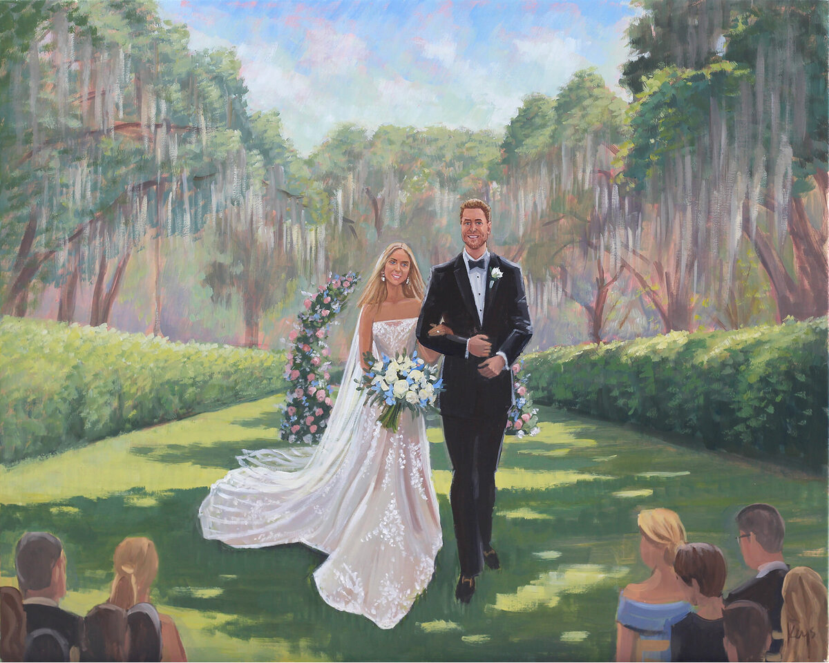 painting of wedding couple