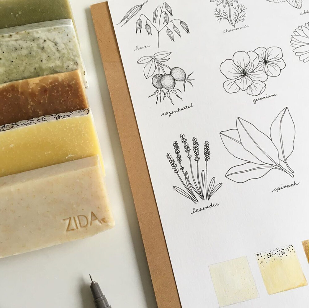 botanical illustrations for handmade soap
