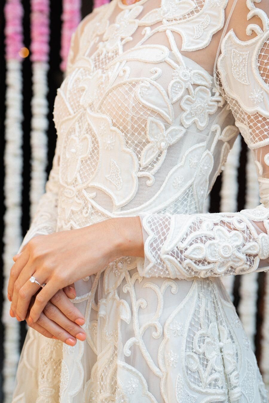 Naeem Khan Classic Wedding Dress Modern White Lace Bonnie Sen Photography