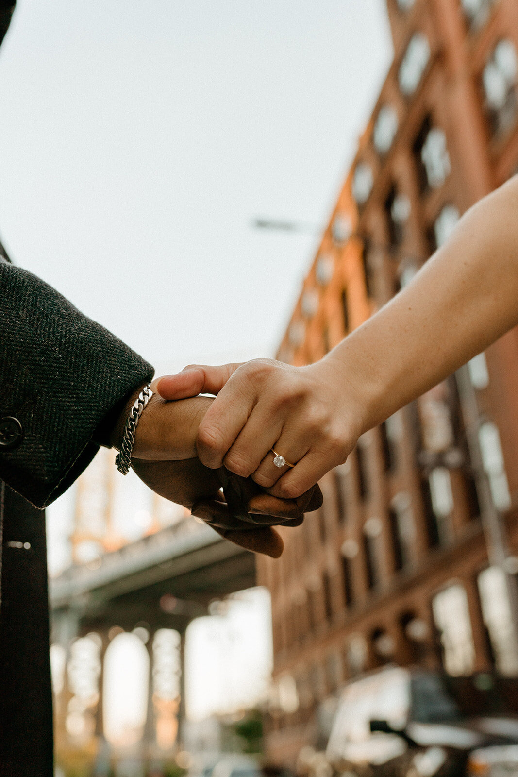 couple holding hands during brooklyn couples photography