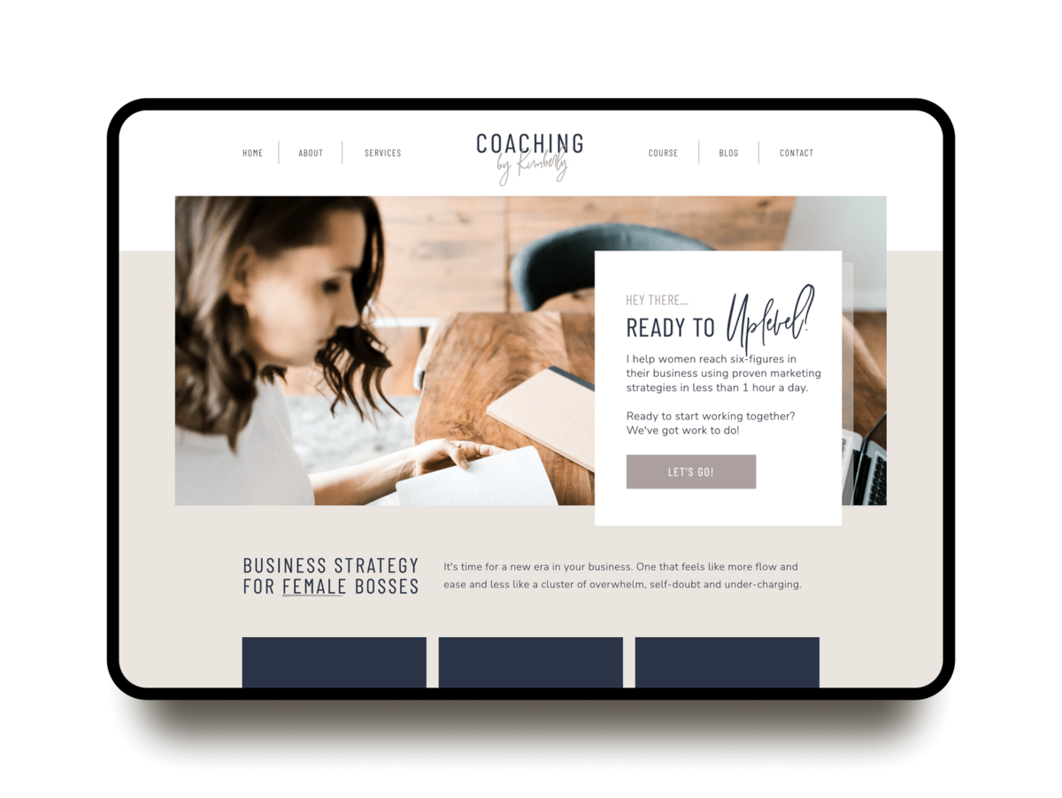 kimberly showit website template for coaches, course creators, and service providers