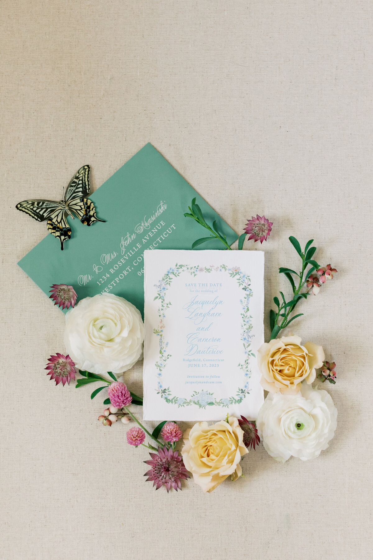 floral romantic save the date