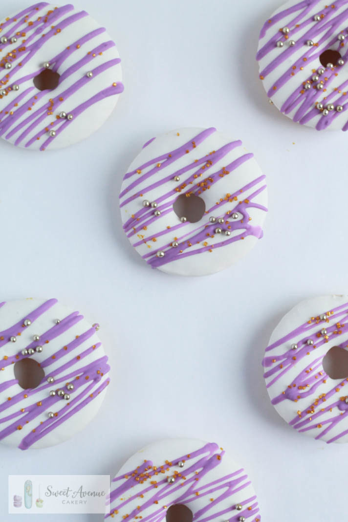 white and purple donuts