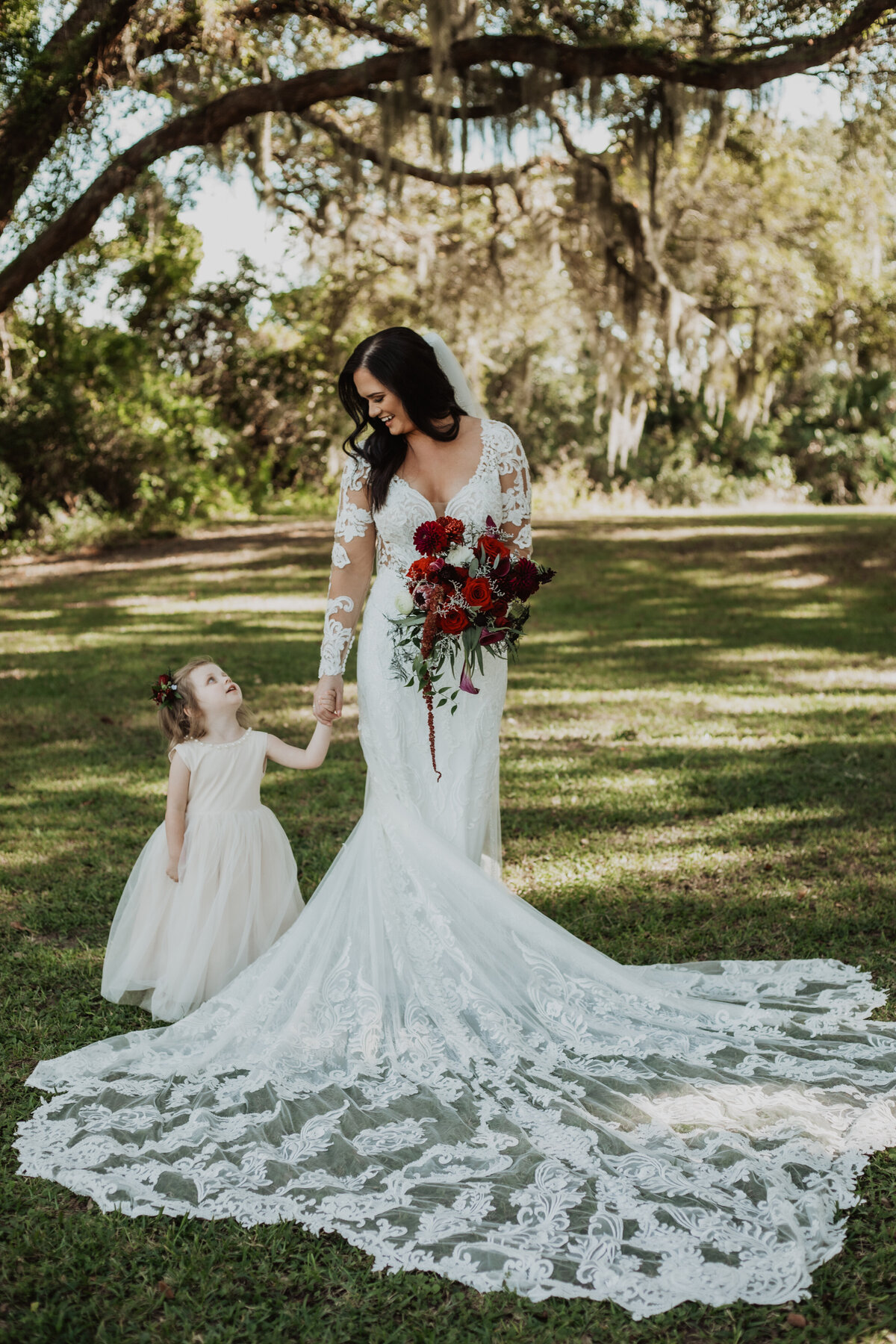 Wedding Photography with bride and flower girl